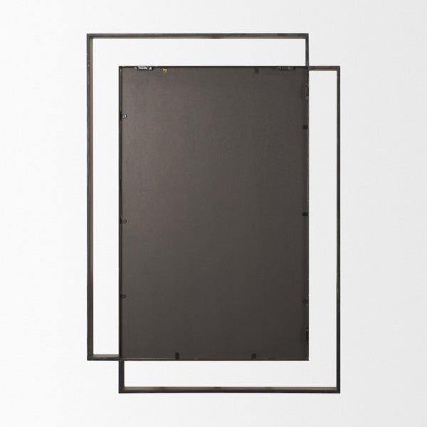 43 Inch Gold Iron Geometric Wall Mirror Modern Accent Piece for Living Room Decor