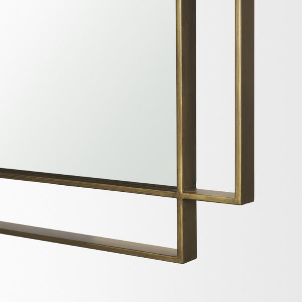 43 Inch Gold Iron Geometric Wall Mirror Modern Accent Piece for Living Room Decor