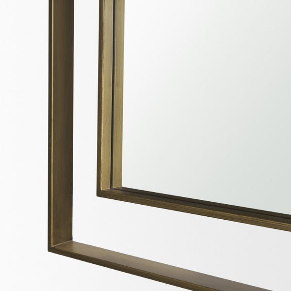 43 Inch Gold Iron Geometric Wall Mirror Modern Accent Piece for Living Room Decor