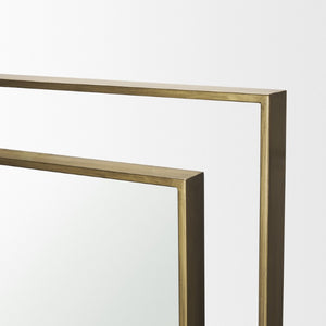 43 Inch Gold Iron Geometric Wall Mirror Modern Accent Piece for Living Room Decor