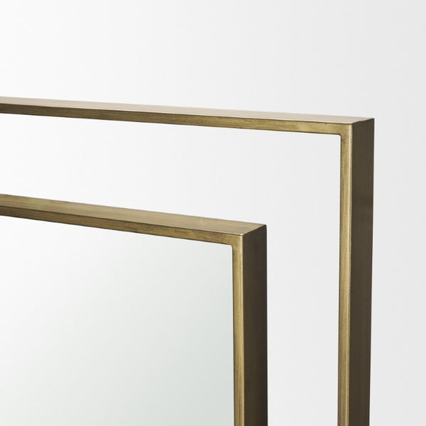 43 Inch Gold Iron Geometric Wall Mirror Modern Accent Piece for Living Room Decor