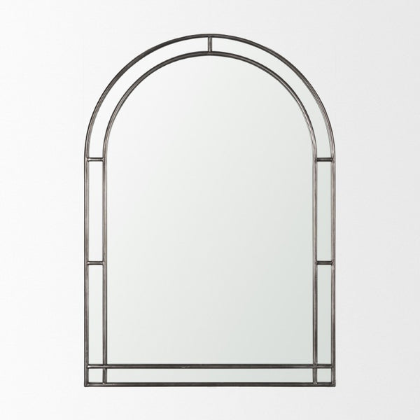 HomeRoots 48 Inch Black Iron Arch Geometric Wall Mirror Bold Accent for Modern Living Spaces 729172