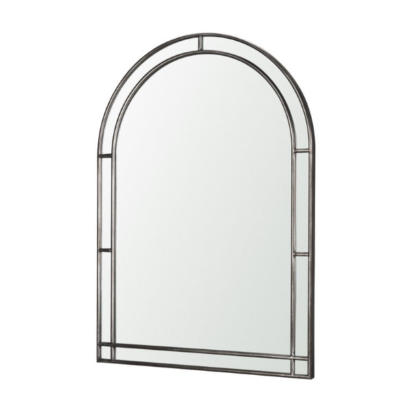 48 Inch Black Iron Arch Geometric Wall Mirror Bold Accent for Modern Living Spaces