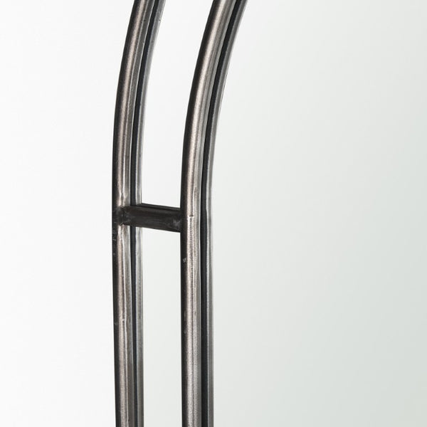 48 Inch Black Iron Arch Geometric Wall Mirror Bold Accent for Modern Living Spaces
