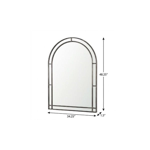 48 Inch Black Iron Arch Geometric Wall Mirror Bold Accent for Modern Living Spaces