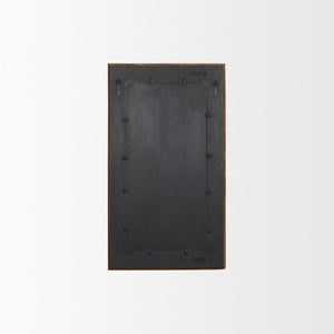 48 Inch Solid Wood Ribbed Leaning or Wall Mounted Accent Mirror in Rich Brown Finish