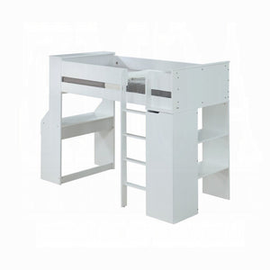 English Elm White Twin Loft Bed With Integrated Desk And Wardrobe - Space-Saving Solution For Kids & Teens B062S00579-GIGA