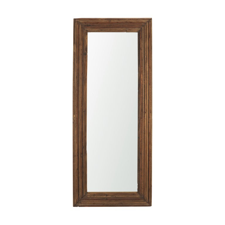 HomeRoots 69 Inch Solid Wood Ribbed Full Length Mirror Wall Mounted or Leaning Bedroom Decor 729176