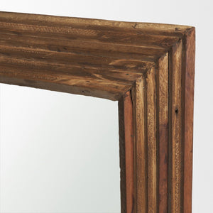 69 Inch Solid Wood Ribbed Full Length Mirror Wall Mounted or Leaning Bedroom Decor