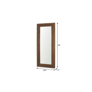 69 Inch Solid Wood Ribbed Full Length Mirror Wall Mounted or Leaning Bedroom Decor