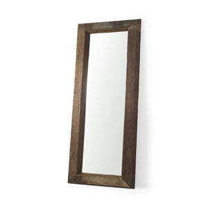 86 Inch Brown Solid Wood Framed Full Length Leaning or Mounted Bedroom Mirror