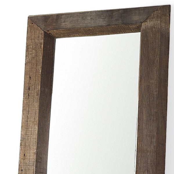 86 Inch Brown Solid Wood Framed Full Length Leaning or Mounted Bedroom Mirror