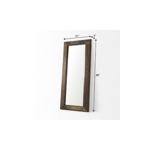 86 Inch Brown Solid Wood Framed Full Length Leaning or Mounted Bedroom Mirror