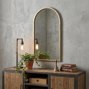 49 Inch Iron Arch Wall Mirror with Bold Geometric Frame Elegant Accent for Any Room Decor