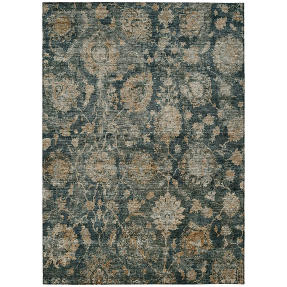 HomeRoots Botanical Leaf Indoor Outdoor Washable Polyester Area Rug Uv Resistant Low Pile Patio Decor 10' x 14' 729184