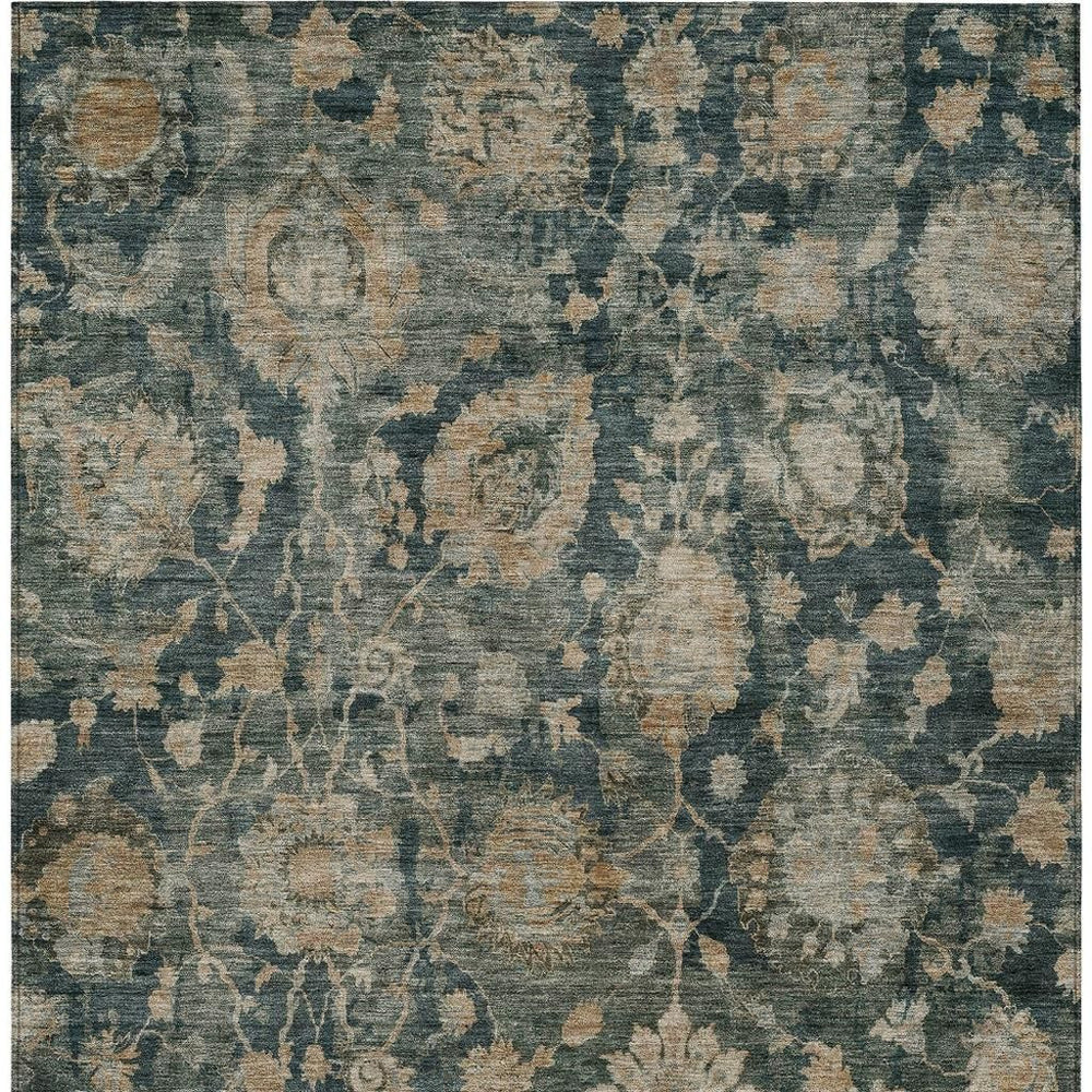 HomeRoots Botanical Leaf Indoor Outdoor Washable Polyester Area Rug Uv Resistant Low Pile Patio Decor 10' x 14' 729184