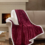 Madison Park Elma Traditional Oversized Textured Plush Throw MP50-3253 Burgundy