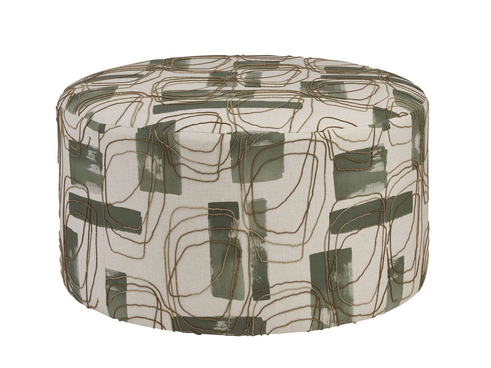 Lexington Rendova Upholstered Ottoman with Fluted Detail Casters and Mid-century Modern Appeal 7292-44-60