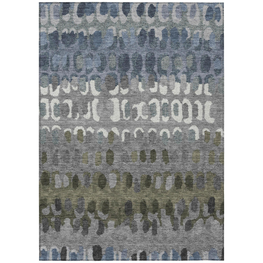 HomeRoots Geometric Polyester Area Rug Washable Stain Resistant for Indoor Outdoor Patio Living Spaces 5' x 8' 729204