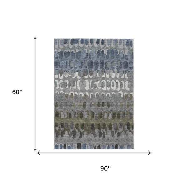 Geometric Polyester Area Rug Washable Stain Resistant for Indoor Outdoor Patio Living Spaces