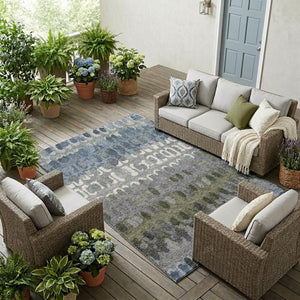 Geometric Polyester Area Rug Washable Stain Resistant for Indoor Outdoor Patio Living Spaces