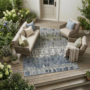 Geometric Polyester Area Rug Washable Stain Resistant for Indoor Outdoor Patio Living Spaces