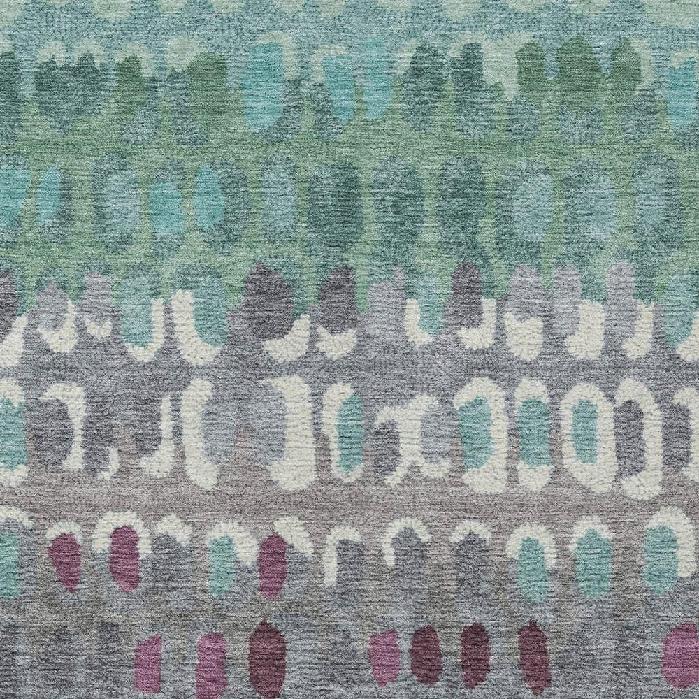 8x10 Geometric Polyester Area Rug Washable Indoor Outdoor Teal Modern Patio