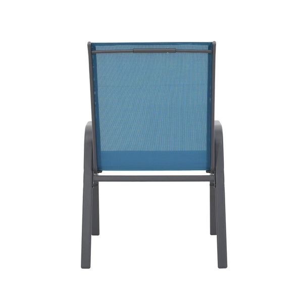 English Elm 6 Stackable Patio Chairs Set Textilene Mesh High Back Armrest Outdoor Seating Blue W640P417175