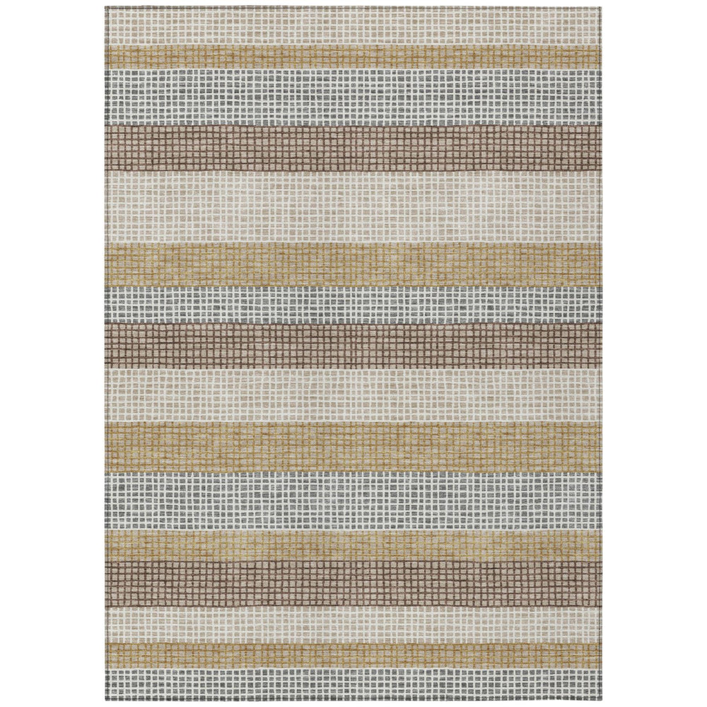 HomeRoots Striped Washable Polyester Area Rug for Indoor Outdoor Patios Entryways and Living Rooms 8' x 10' 729230