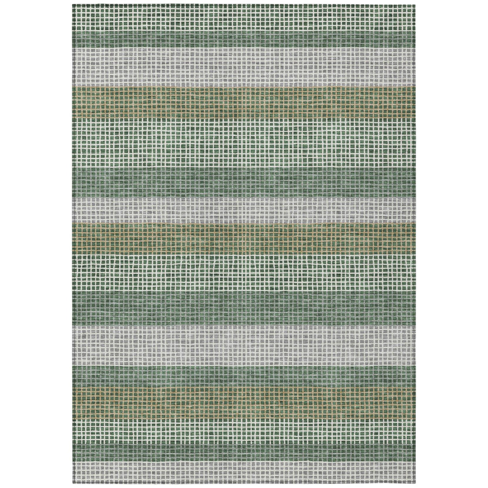 HomeRoots Striped Polyester Indoor Outdoor Area Rug Machine Washable Low Pile Patio or Living Room Decor 5' x 8' 729240