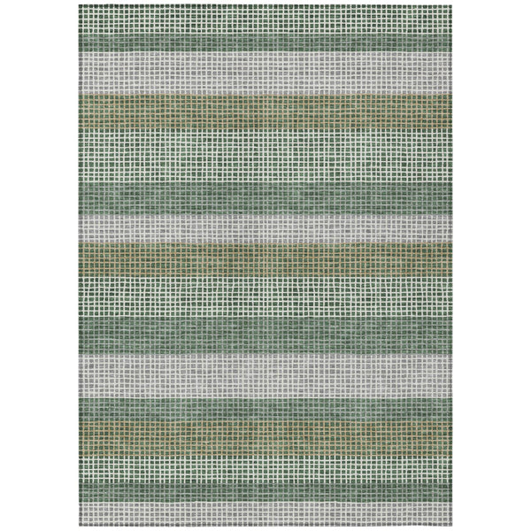 HomeRoots Striped Polyester Indoor Outdoor Area Rug Machine Washable Low Pile Patio or Living Room Decor 5' x 8' 729240