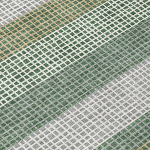 Striped Polyester Indoor Outdoor Area Rug Machine Washable Low Pile Patio or Living Room Decor