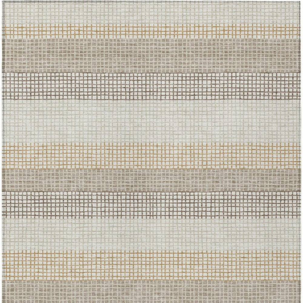 HomeRoots 9x12 Washable Striped Polyester Area Rug for Indoor Outdoor Patios and Living Rooms 729267