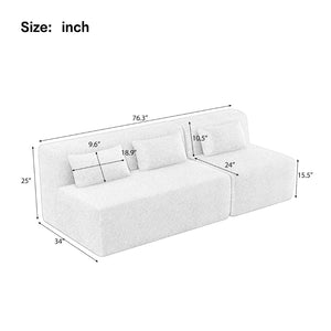 English Elm Upholstered Boucle Sofa with Lumbar Pillow Pocket Spring Seating for Living Room Black N719P250550B