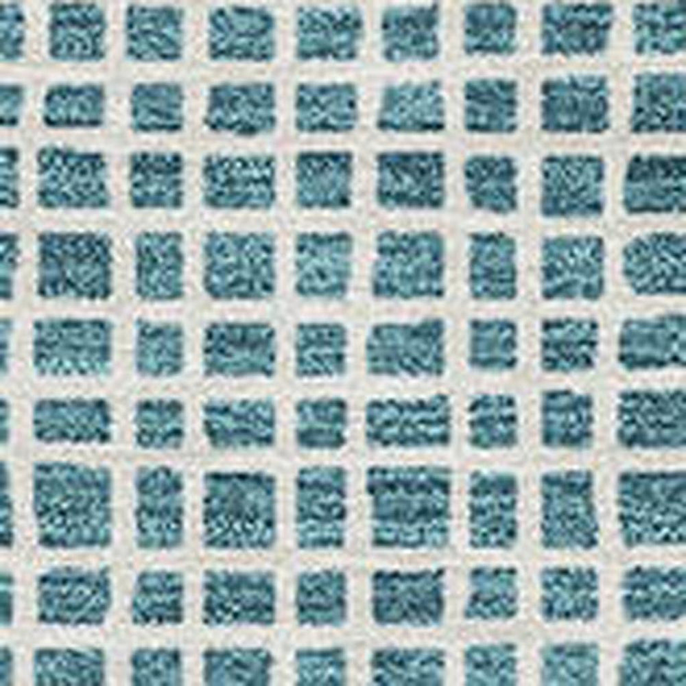 10 X 14 Teal Ivory Stripe Washable Polyester Indoor Outdoor Rug for Large Spaces