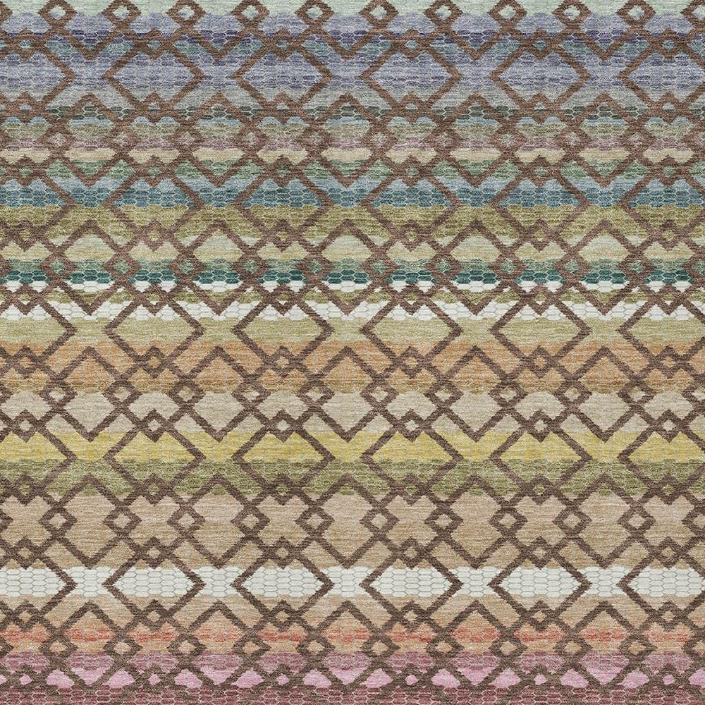 HomeRoots 9x12 Striped Indoor Outdoor Polyester Area Rug Machine Washable Felt Backed Patio 729291