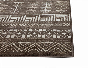 Sams International Abacasa Sonoma Ambrose Machine Made Viscose Geometric  Rug Brown, Natural, Ivory 5'3" x 7'6"