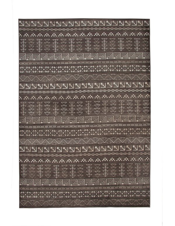 Sams International Abacasa Sonoma Ambrose Machine Made Viscose Geometric  Rug Brown, Natural, Ivory 5'3" x 7'6"