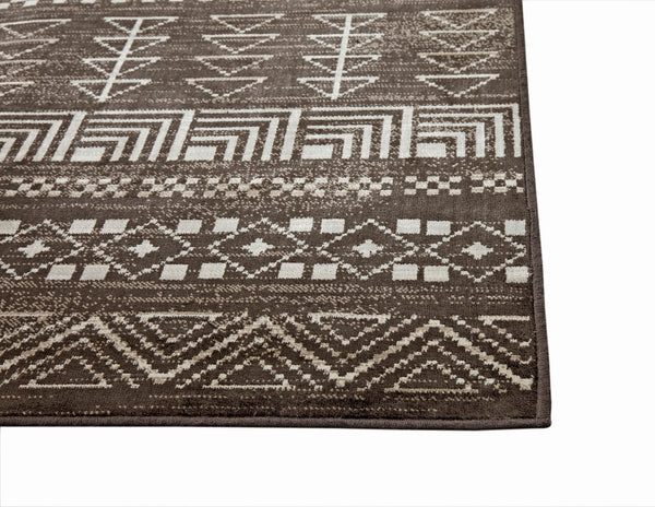 Sams International Abacasa Sonoma Ambrose Machine Made Viscose Geometric  Rug Brown, Natural, Ivory 7'10" x 10'1"