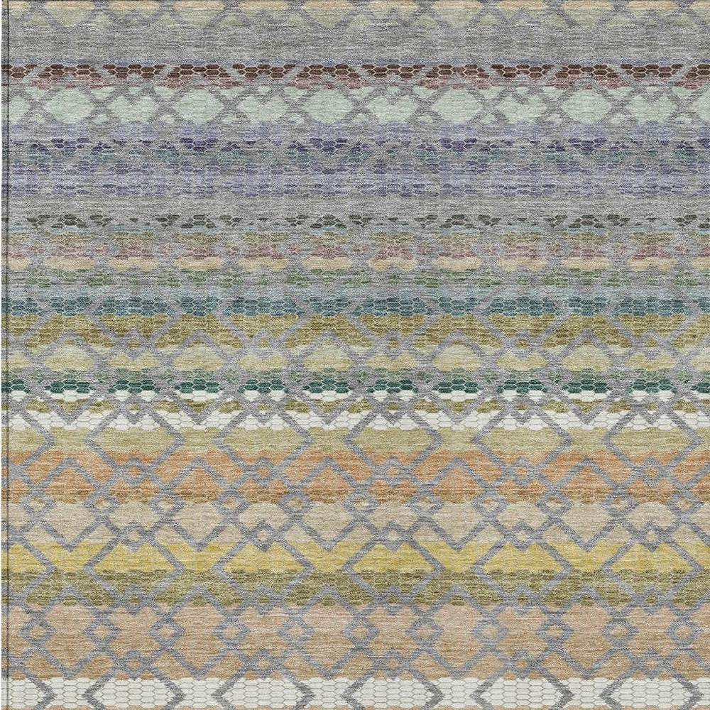 HomeRoots Washable Striped Polyester Area Rug for Indoor Outdoor Patios Entryways and Living Rooms 5' x 8' 729300