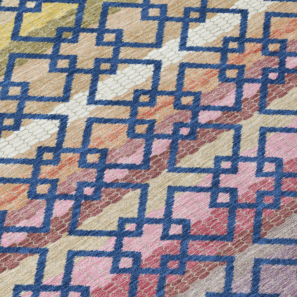 8x10 Striped Polyester Area Rug Washable Coastal Style for Patio or Living Room