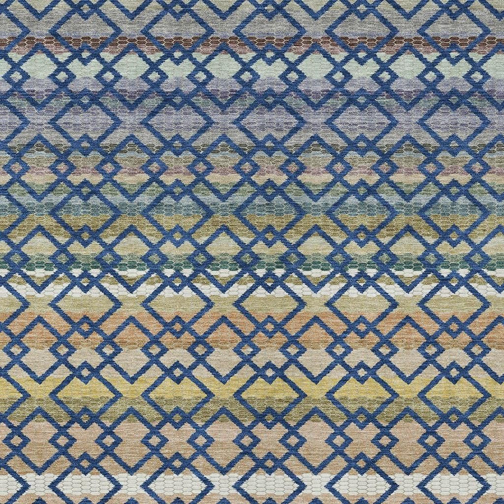 9x12 Striped Polyester Area Rug Nautical Style Washable for Indoor Outdoor Spaces
