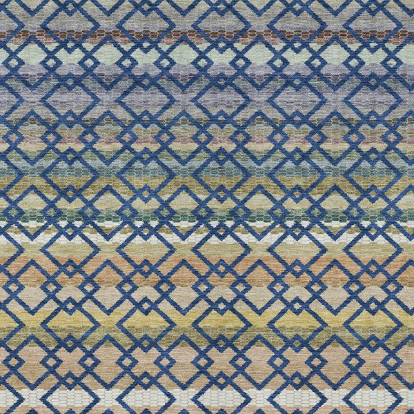 9x12 Striped Polyester Area Rug Nautical Style Washable for Indoor Outdoor Spaces
