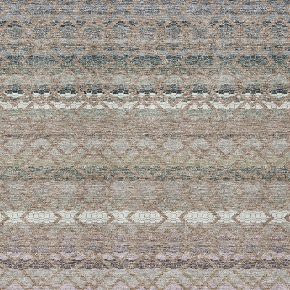 Striped Washable Polyester Indoor Outdoor Area Rug Neutral Tones for High Traffic Spaces