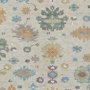 Oriental Polyester Area Rug Washable Uv Resistant Beige Green for Indoor Outdoor Patio Use