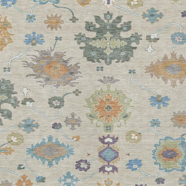 Oriental Polyester Area Rug Washable Uv Resistant Beige Green for Indoor Outdoor Patio Use
