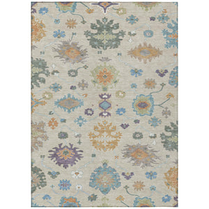 HomeRoots Oriental Polyester Area Rug Washable Uv Resistant Beige Green for Indoor Outdoor Patio Use 9' x 12' 729351