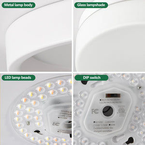 English Elm 1 LED Flush Mount Ceiling Light Fixture 24W 12 Inch Round Surface Lamp Energy Saving 3-Mode Durable Safety Rated White W2312P375011