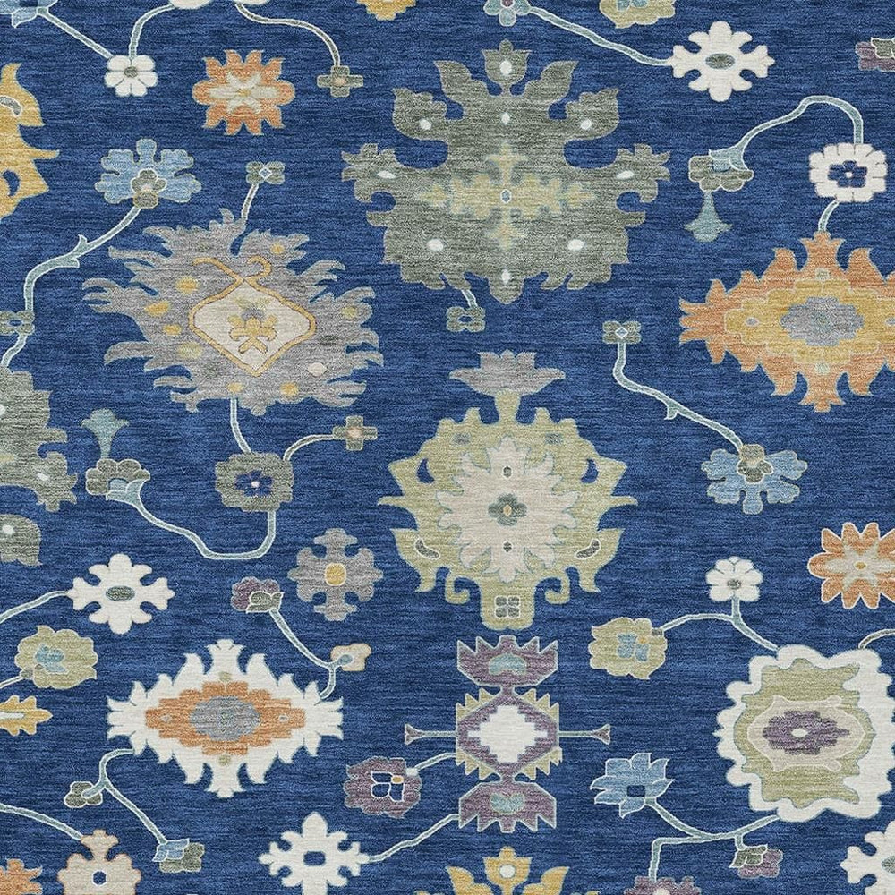 9x12 Oriental Motif Washable Polyester Area Rug for Indoor Outdoor Living Spaces