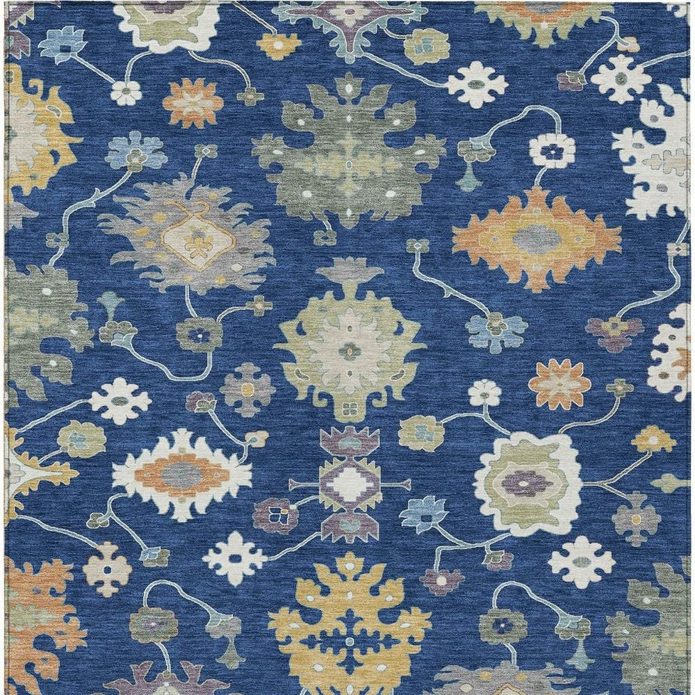 9x12 Oriental Motif Washable Polyester Area Rug for Indoor Outdoor Living Spaces